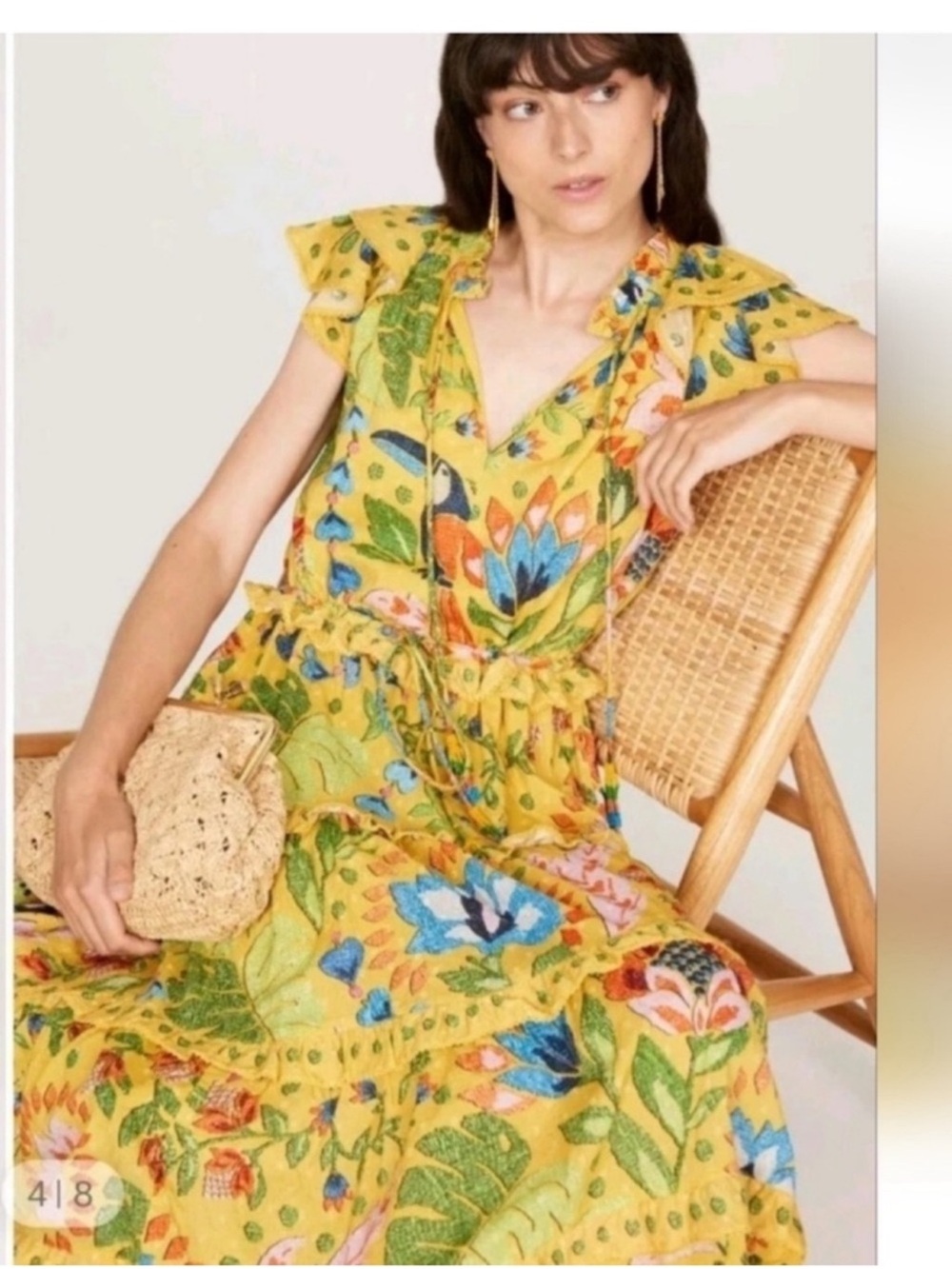 Farm Rio Yellow Summer Garden
Frill Midi Dress Sz Medium - Picture 3 of 16